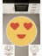 Çocuk Odası Halısı - Kalpli Emoji Desenli Sarı Yuvarlak Halı 2
