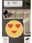 Çocuk Odası Halısı - Kalpli Emoji Desenli Sarı Yuvarlak Halı 4
