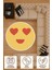 Çocuk Odası Halısı - Kalpli Emoji Desenli Sarı Yuvarlak Halı 7
