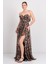 Kadın Straplez Leopar Desenli Maxi Abiye Elbise 8317 Leopar 2