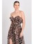 Kadın Straplez Leopar Desenli Maxi Abiye Elbise 8317 Leopar 4