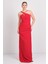 Kadın Boyundan Bağlamalı Krep Kumaş Maxi Abiye Elbise 8310 Kırmızı 3