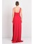 Kadın Boyundan Bağlamalı Krep Kumaş Maxi Abiye Elbise 8310 Kırmızı 4