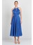 Kadın Halter Yaka Saten Midi Abiye Elbise 5624 Saks 3
