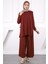 Bordo Ön Detaylı Sandy Tunik Pantolon Takım 1