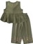 Paçaları Nakışlı Keten Takım 2-7 Yaş Haki Yeşil 2