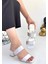 Ceylinmoda Osper Gri Saten Topuklu Terlik 3