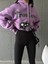 3 Iplik Şardonlu Oversize Compact True Baskılı Sweat Mor 2