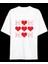 Anneler Gününe Özel Tasarım Mom Kalp Baskılı T-Shirt - Beyaz 1