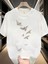 Baskılı Oversize Bisiklet Yaka T-Shirt - Beyaz 1
