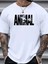 Baskılı Oversize Bisiklet Yaka T-Shirt - Beyaz 1