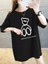 Baskılı Oversize Bisiklet Yaka T-Shirt - Siyah 1