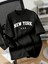 New York Baskılı Oversize Bisiklet Yaka T-Shirt - Siyah 1