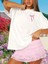 Fiyonk Baskılı Oversize Bisiklet Yaka T-Shirt - Beyaz 2