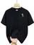 Baskılı Oversize Bisiklet Yaka T-Shirt - Siyah 1