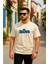 Ön ve Arka Baskılı Oversize Bisiklet Yaka T-Shirt- Beyaz 1