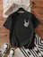 Erkek Baskılı Oversize T-Shirt - Siyah 1