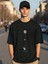 Erkek Baskılı Oversize T-Shirt - Siyah 2