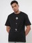 Erkek Baskılı Oversize T-Shirt - Siyah 1