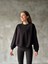 Osy Modal Yumuşak Dokulu Kumaş Bisiklet Yaka Oversize Sweatshirt - Siyah 1