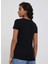 Bisiklet Yaka Baskılı Siyah Kadın T-Shirt PL505202 4
