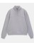 Oversize Yarım Farmuarlı Yakalı Basic Sweatshirt - Gri 2