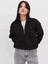 Oversize Yarım Farmuarlı Yakalı Basic Sweatshirt - Siyah 1