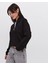 Oversize Yarım Farmuarlı Yakalı Basic Sweatshirt - Siyah 2