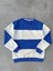 Parçalı Bisiklet Yaka Baskılı Sweatshirt - Mavi 1