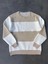Parçalı Bisiklet Yaka Baskılı Sweatshirt - Bej 1