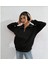 Unisex Uzun Kol Yarım Farmuarlı Yakalı Basic Sweatshirt - Siyah 4