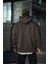 Üç Iplik Penye Kapşonlu Basic Sweatshirt - Antrasit 2