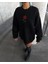 Oversize Üç Iplik Bisiklet Yaka Baskılı Sweatshirt - Siyah 2