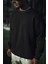 Kışlık Bisiklet Yaka Üç Iplik Basic Sweatshirt - Siyah 1