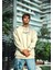 Oversize Bisiklet Yaka Baskılı Sweatshirt - Beyaz 1