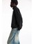 Oversize Yarım Farmuarlı Yakalı Basic Sweatshirt - Siyah 4