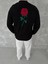 Unisex Bisiklet Yaka Ön ve Arka Baskılı Sweatshirt - Siyah 2