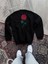 Unisex Bisiklet Yaka Ön ve Arka Baskılı Sweatshirt - Siyah 3