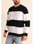 Parçalı Bisiklet Yaka Baskılı Sweatshirt - Siyah 1