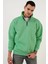 Oversize Yarım Farmuarlı Yakalı Basic Sweatshirt - Yeşil 1