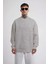 Unisex Biskilet Yaka Üç Iplik Sweatshirt - Gri 1