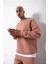 Unisex Biskilet Yaka Üç Iplik Sweatshirt - Pembe 1