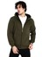Unisex Tam Fermuarlı Kapşonlu Sweatshirt - Haki 2