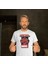 Unisex Bisiklet Yaka Baskılı Oversize T-Shirt - Beyaz 1