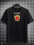 Unisex Bisiklet Yaka Baskılı Oversize T-Shirt - Siyah 1