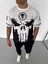 Unisex Bisiklet Yaka Baskılı Oversize T-Shirt - Beyaz 1