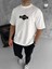 Unisex Bisiklet Yaka Baskılı Double Oversize T-Shirt - Beyaz 2