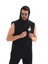 Unisex Kapşonlu Kolsuz Oversize Baskılı Tişört - Siyah 1