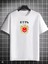 Unisex Bisiklet Yaka Baskılı Oversize T-Shirt - Beyaz 1