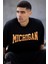 Unisex Bisiklet Yaka Baskılı Oversize T-Shirt - Siyah 2